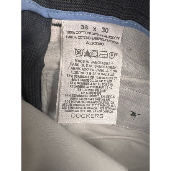 Dockers Pants Men 38x30-NWT Original Signature Gray Plaid Straight Wrinkle Free - Picture 7 of 8